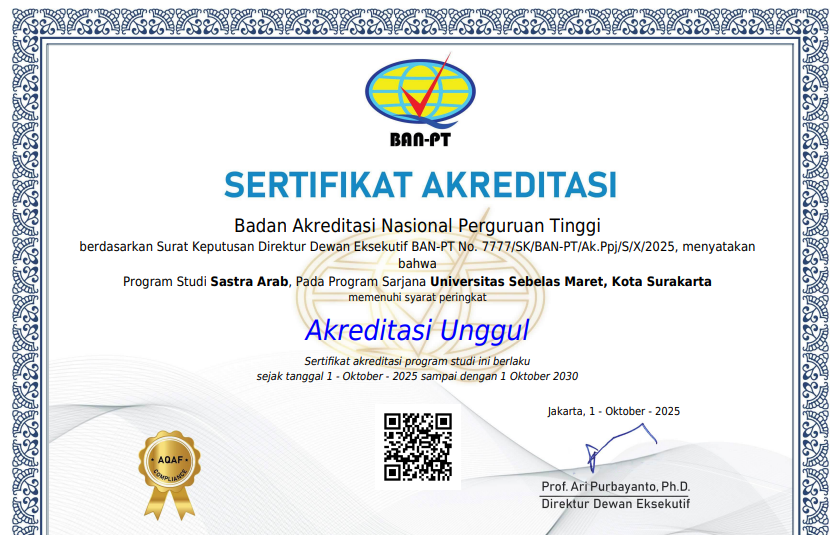 Sastra Arab UNS Raih Akreditasi Unggul dari BAN-PT 2025-2030